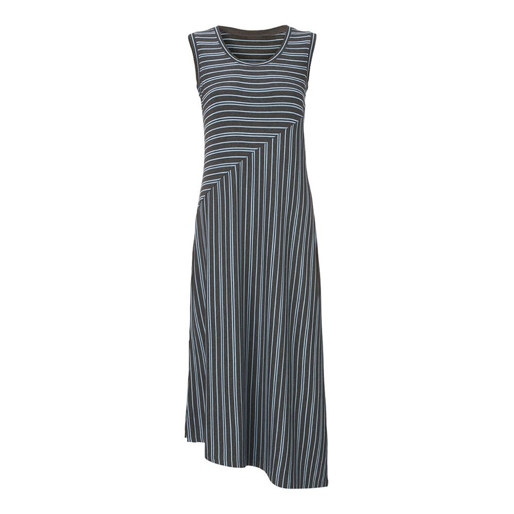 Cabi | Baby Blue & Gray Stripe Dia Sleeveless Asymmetric Maxi Dress M